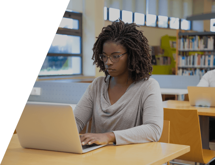 Researcher working on a laptop